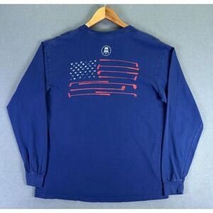 Bar Stool Sports Shirt Large Blue Comfort Colors USA Flag Patriotic Pocket Tee